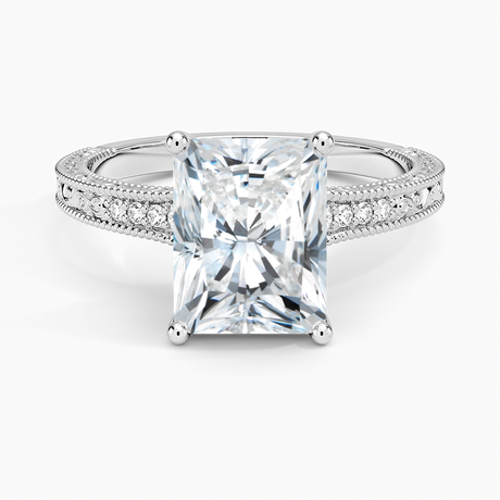 18K White Gold Hudson Engraved Diamond Ring