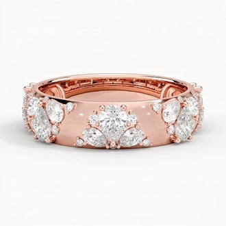 Mosaic Lotus Pear and Round Lab Diamond Ring in 14K Rose Gold