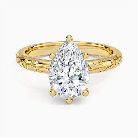 Verdure Engraved Diamond Solitaire Ring
