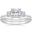 18K White Gold Serena Diamond Ring with Petite Curved Wedding Ring