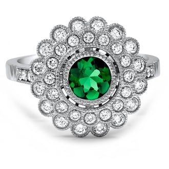 Custom Double Milgrain Bezel Halo Diamond Ring