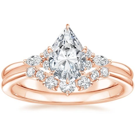 14K Rose Gold Nadia Diamond Ring with Aria Contoured Diamond Ring
