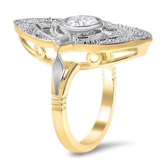 Custom Mixed Metal Shield Shape Diamond Ring