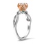 Two-Tone Floral Diamond Ring with Emerald Accents, smallview