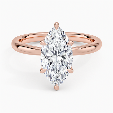 14K Rose Gold Petal 2mm Solitaire Ring