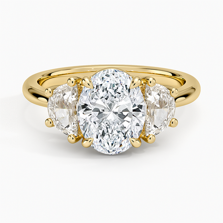 18K Yellow Gold Half Moon Three Stone Diamond Ring (1/2 ct. tw.)