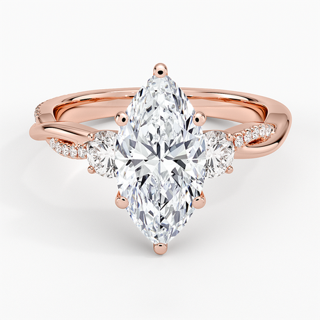 14K Rose Gold Petite Twisted Vine Three Stone Diamond Ring (2/5 ct. tw.)