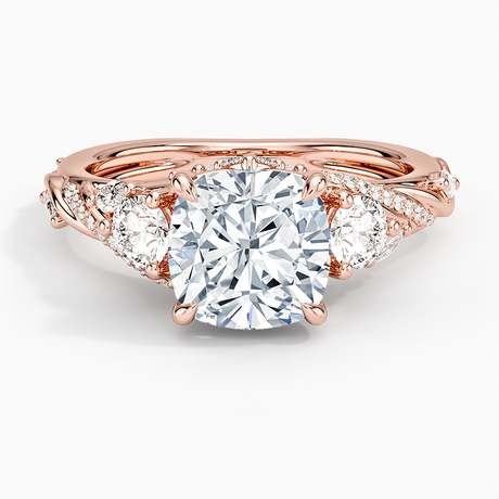 14K Rose Gold Begonia Vine Three Stone Diamond Ring (2/3 ct. tw.)