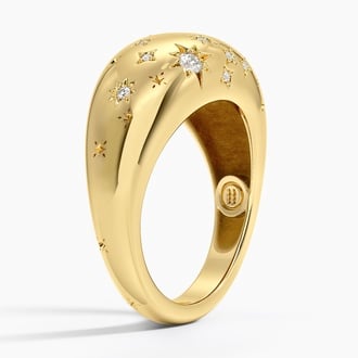 Aquarius Zodiac Constellation Diamond Dome Ring