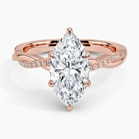 14K Rose Gold Petite Twisted Vine Hidden Halo Pavé Diamond Ring