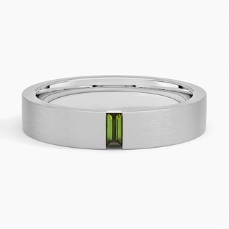 Apollo Green Tourmaline 4.5mm Wedding Ring in Platinum