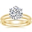 18K Yellow Gold Six-Prong Classic Ring with 1.5mm Slim Profile Wedding Ring