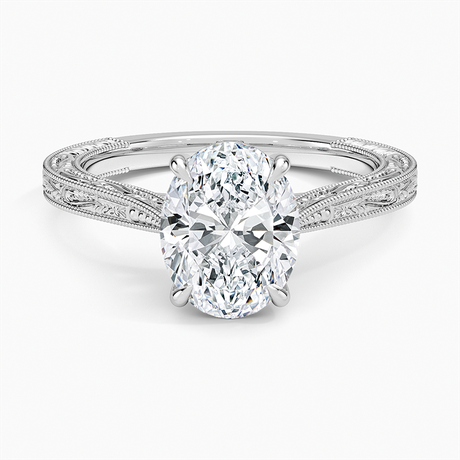 18K White Gold Elsie Engraved Ring