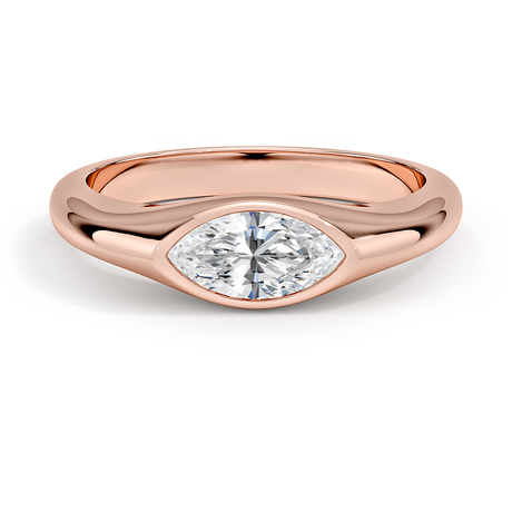 14K Rose Gold East-West Bezel Solitaire Signet Ring