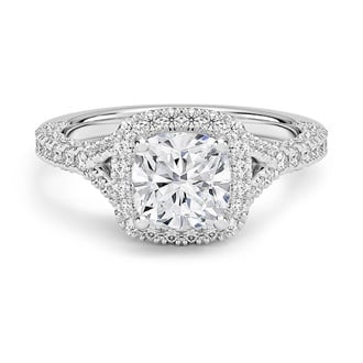 Custom Split Shank Halo Diamond Ring