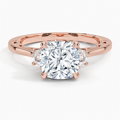 18K Rose Gold Tacori Lunetta Crescent Three Stone Diamond Ring