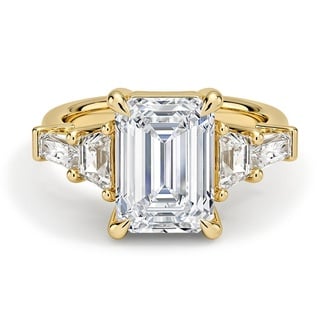 Custom Five Stone Emerald and Trapezoid Diamond Ring