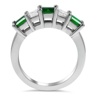 Custom Five Stone Emerald and Diamond Ring