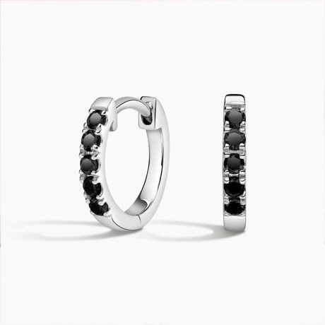 Black Diamond Huggie Hoop Earrings