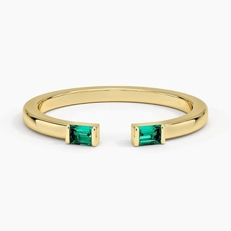 Savannah Baguette Lab Emerald Open Ring