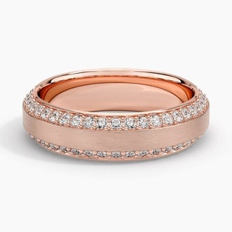 Beveled Edge Matte Eternity Lab Diamond 6mm Wedding Ring (1 ct. tw.) in 14K Rose Gold