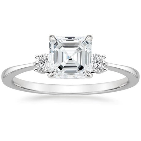 18K White Gold Selene Diamond Ring with Petite Curved Diamond Ring