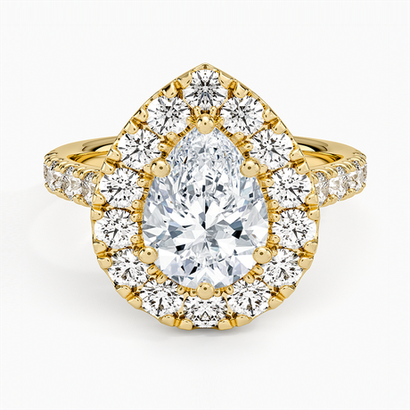18K Yellow Gold Adele Halo Diamond Ring
