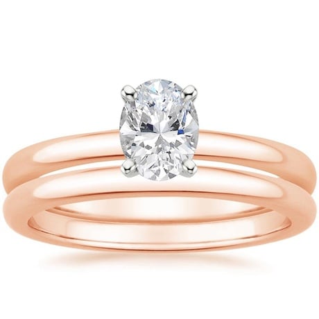 14K Rose Gold 2mm Comfort Fit Bridal Set