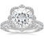 18KW Moissanite Reina Diamond Ring with Versailles Diamond Ring (3/8 ct. tw.), smalltop view