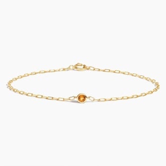 6.5 in. Citrine Bezel Paperclip Chain Bracelet