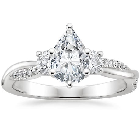 18K White Gold Three Stone Petite Twisted Vine Diamond Bridal Set (1/2 ct. tw.)