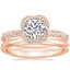 14K Rose Gold Azalea Diamond Ring with Twisting Wedding Ring