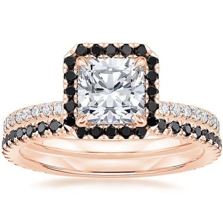14K Rose Gold Waverly Diamond Ring with Black Diamond Accents with Luxe Ballad Black Diamond Ring