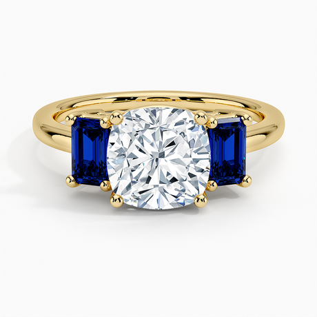18K Yellow Gold Luxe Rhiannon Three Stone Sapphire Ring