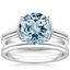 18KW Aquamarine Jade Trau Alure Solitaire Ring with Sorella Double Wedding Ring, smalltop view
