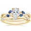 18K Yellow Gold Willow Ring With Sapphire Accents with Willow Diamond Ring (1/10 ct. tw.)