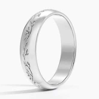 Verdure Engraved 5mm Ring in Platinum