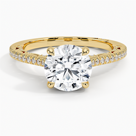 18K Yellow Gold Tacori Lunetta Crescent Cathedral Diamond Ring
