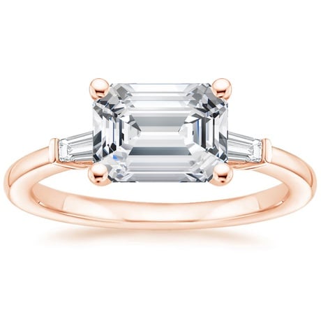 14K Rose Gold East West Tapered Baguette Diamond Ring