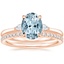 14KR Aquamarine Perfect Fit Three Stone Pear Diamond Ring with Luxe Ballad Diamond Ring, smalltop view
