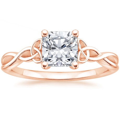 14K Rose Gold Entwined Celtic Love Knot Ring with Celtic Knot Diamond Ring