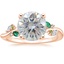 14K Rose Gold Arden Diamond Ring with Lab Emerald Accents, smalltop view
