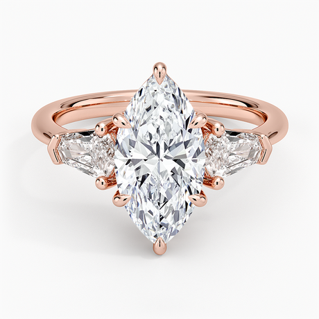 14K Rose Gold Shield Cut Three Stone Diamond Ring (1/2 ct. tw.)