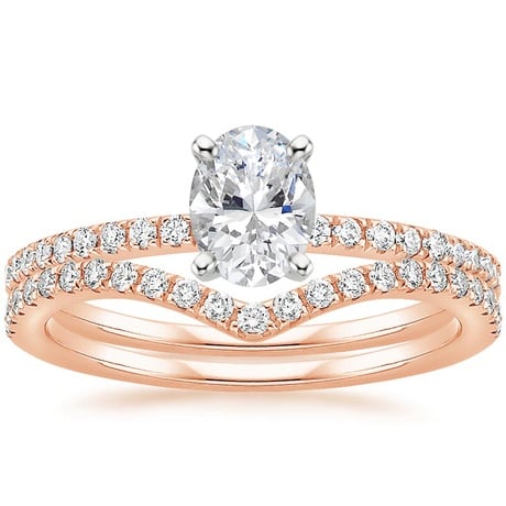 14K Rose Gold Ballad Diamond Ring (1/8 ct. tw.) with Flair Diamond Ring (1/6 ct. tw.)