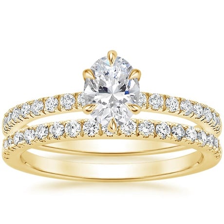 18K Yellow Gold Bliss Diamond Ring (1/6 ct. tw.) with Bliss Diamond Ring (1/5 ct. tw.)