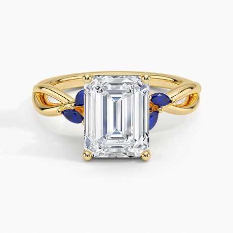 18K Yellow Gold Willow Ring With Sapphire Accents