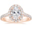 14K Rose Gold Sienna Halo Half Coverage Diamond Ring, smalltop view