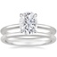 18K White Gold Petite Elodie Ring with Petite Comfort Fit Wedding Ring