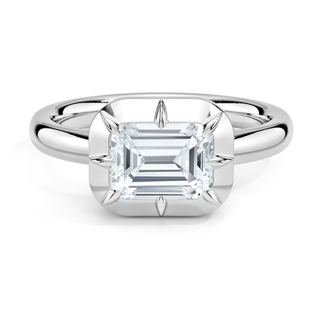 18K White Gold Harper East-West Bezel-Prong Solitaire Ring