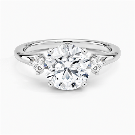 14K White Gold Floating Three Stone Diamond Ring